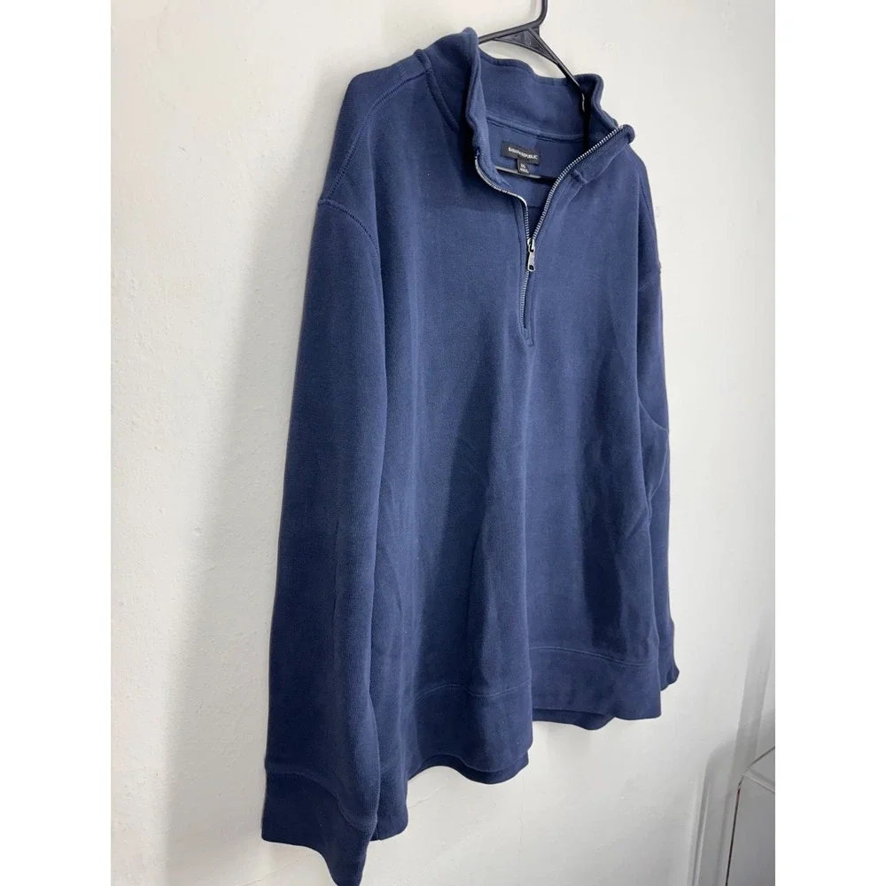 Banana Republic Sweatshirt Mens 2XL Blue Stand Up Collar Quarter Zip Pullover